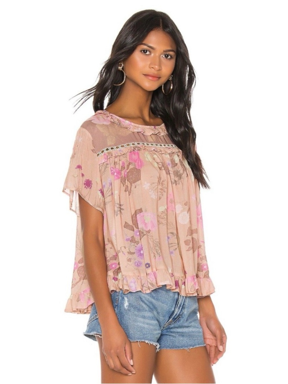 spell wild bloom blouse in blush, XXS, EUC!